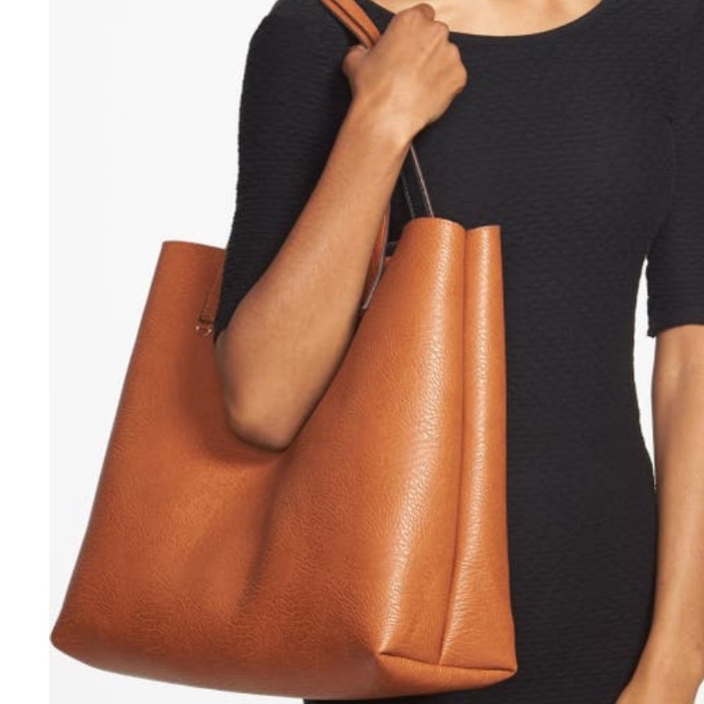 Street level reversible faux leather tote